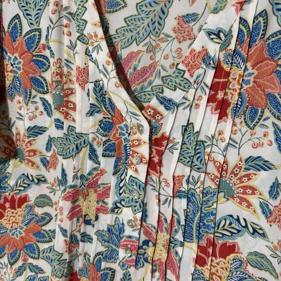 Rose + Olive 2X Tunic Plus All Over Print Floral Boho Top Smocked Flutter Sleeve - Picture 4 of 9